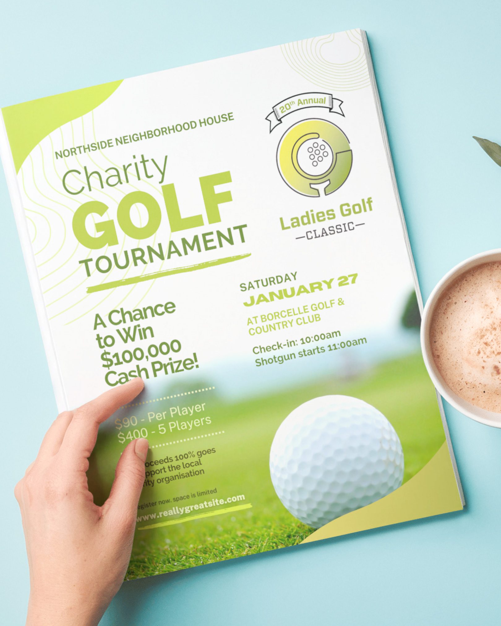 Green White Dynamic Golf Tournament Flyer 1